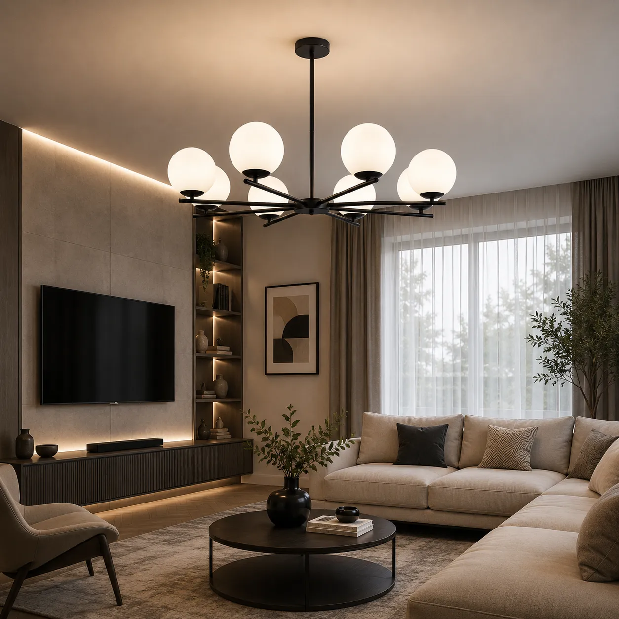 Alessandro Design Nuuk candelabru clasic 8xE27 negru
