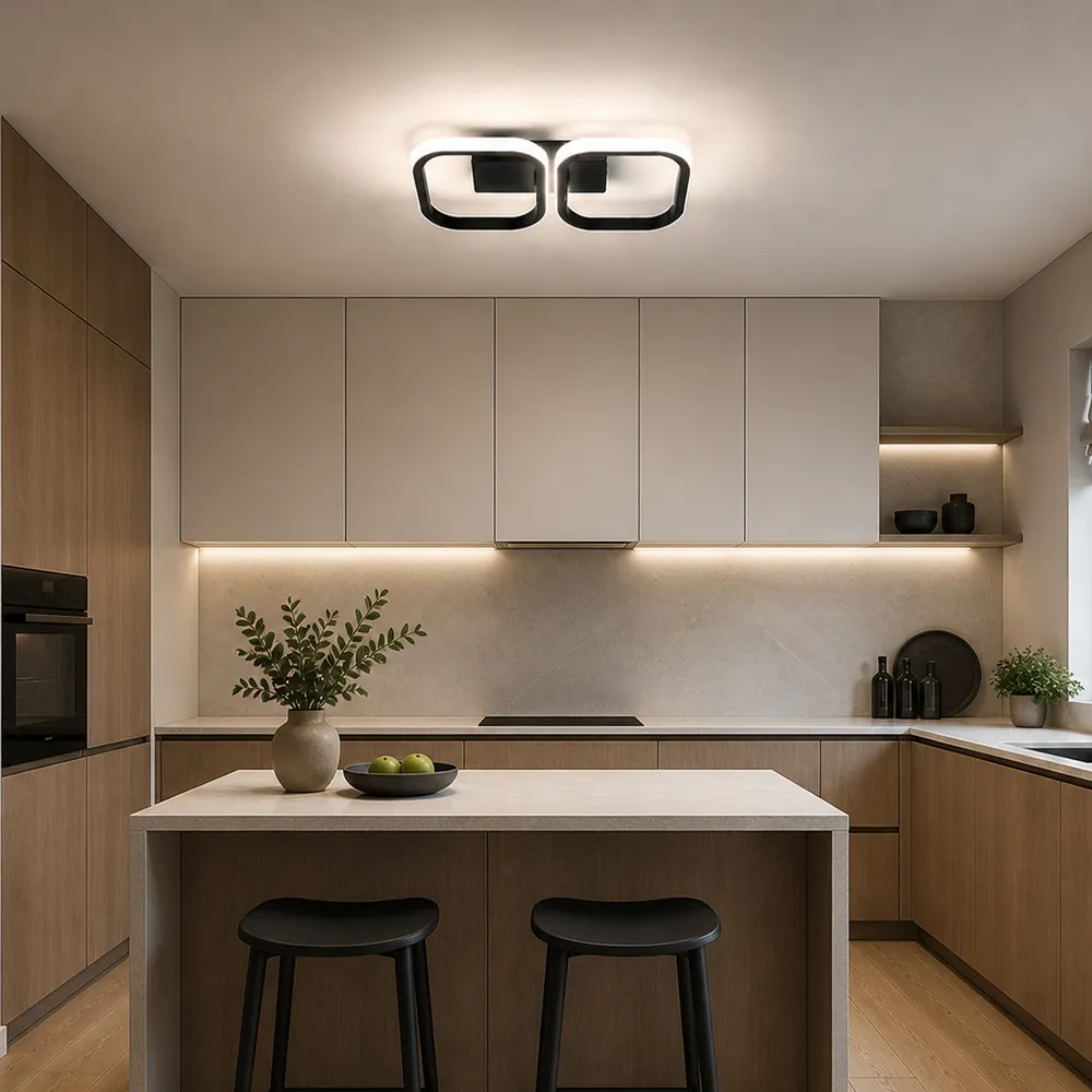 Alessandro Design Vertex lustra LED 21W neagra 2 patrate