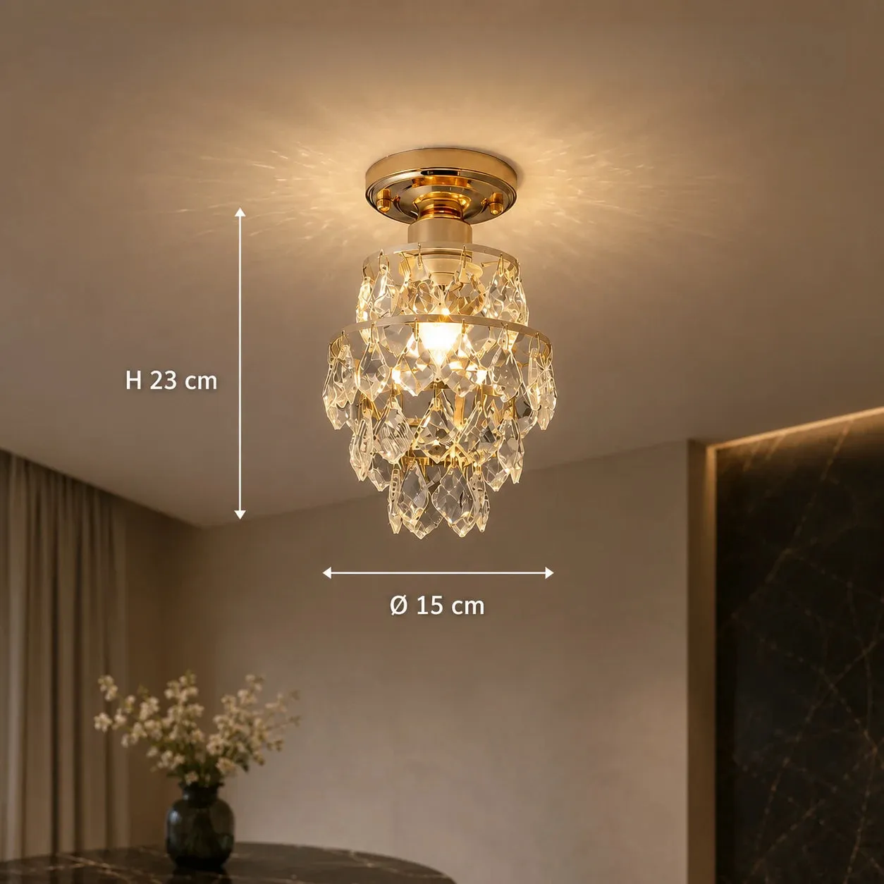 Alessandro Design Ezzelin lustra cristal 1xE27 aurie