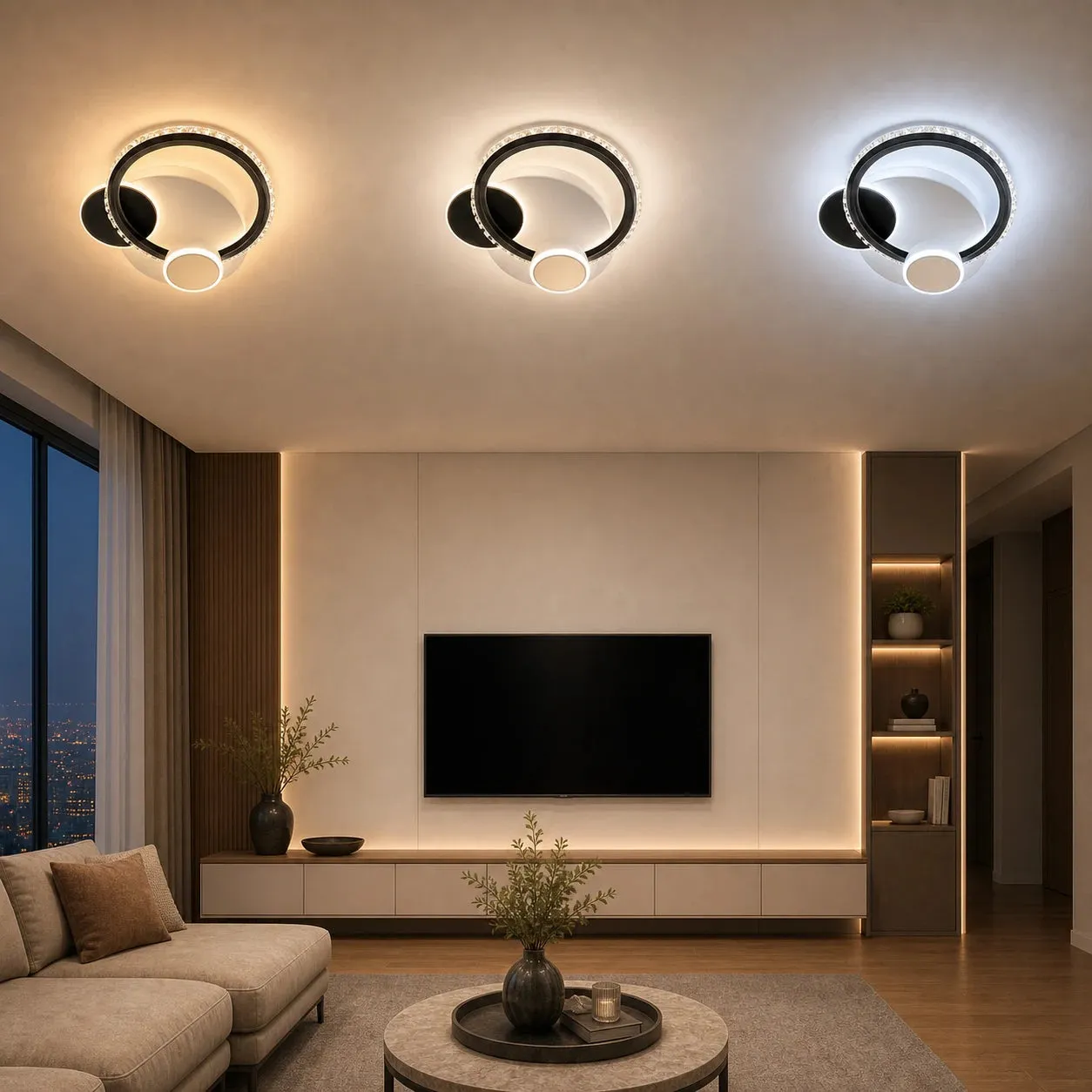 Alessandro Design PRISMIQ lustra LED 45W neagra 3 cercuri
