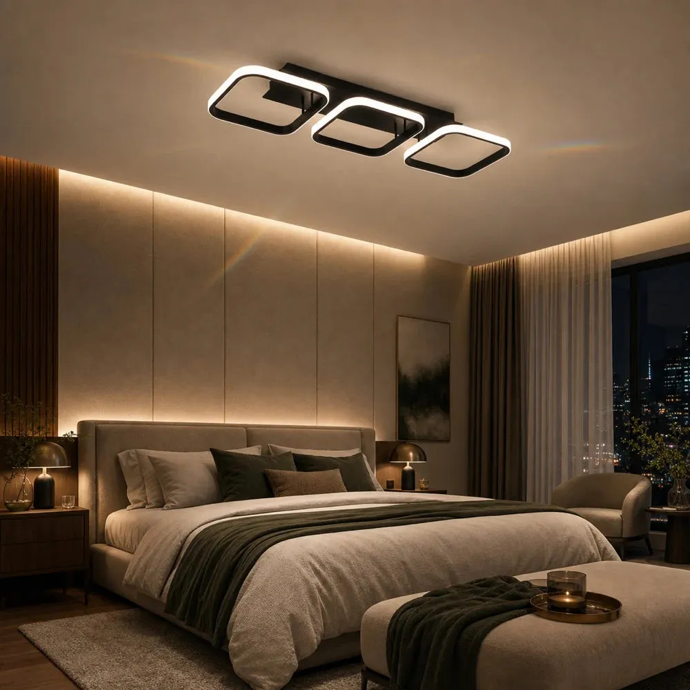 Alessandro Design VERTEX 34W candelabru LED negru 3 patrate