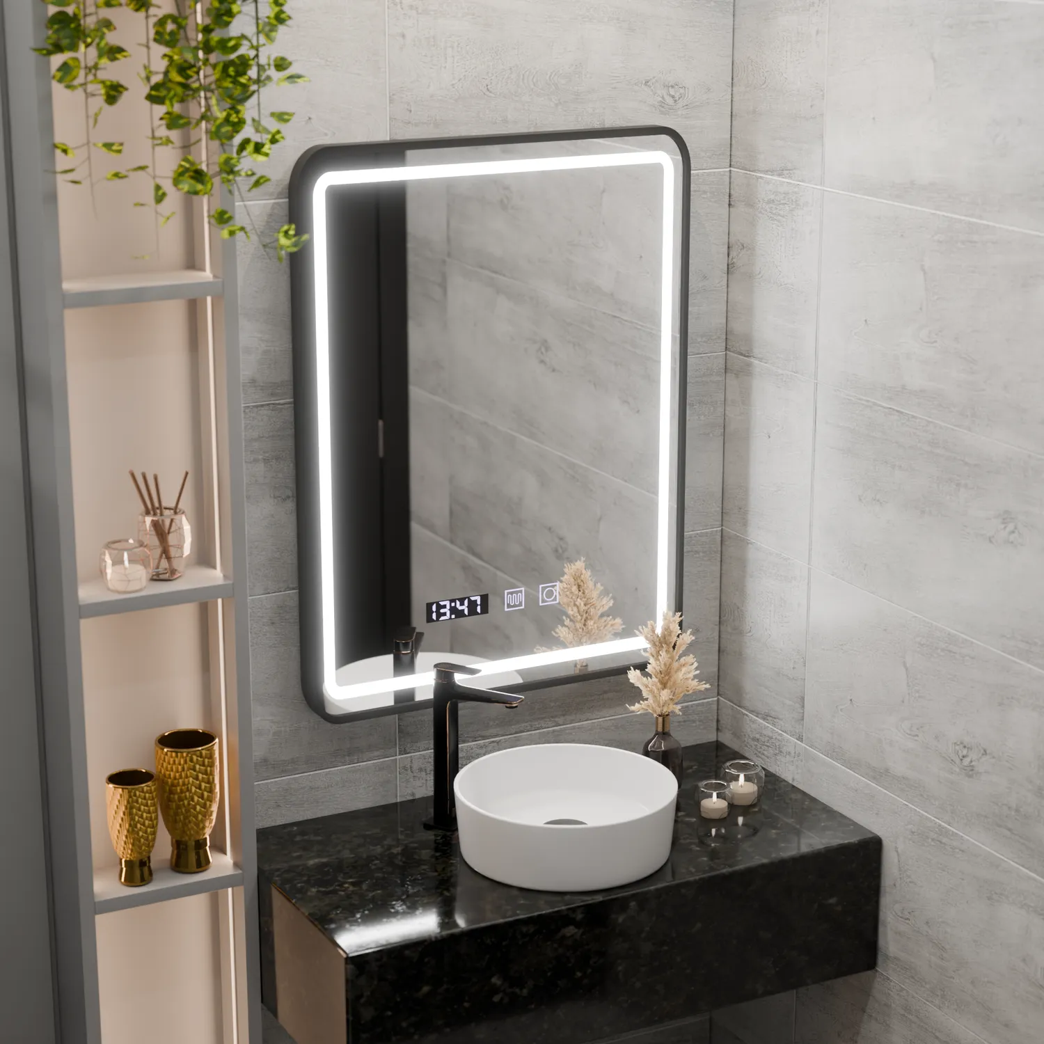 Alessandro Design LUCIDA oglinda LED 50x70 neagra antiaburire