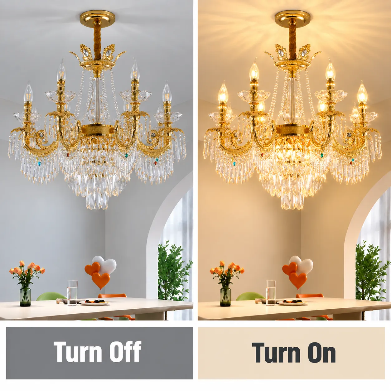 Alessandro Design candelabru cristal auriu 80cm 11xE14