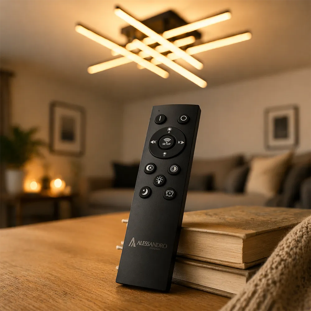 Alessandro Design Linex lustra LED 81W neagra liniara 6 brate