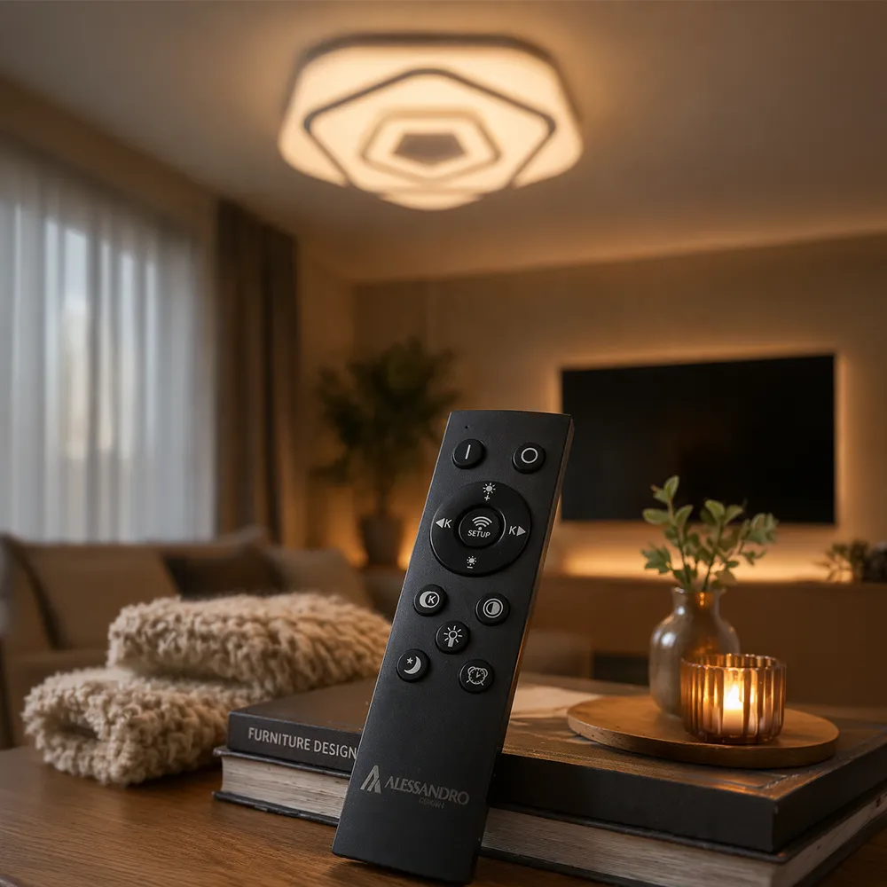 Alessandro Design Pentagon lustra LED 59W alba 40 cm dimabila