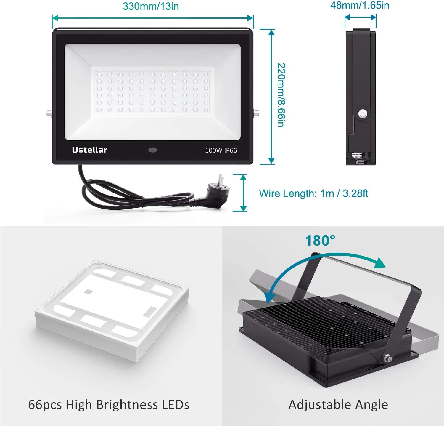 Ustellar 100W proiector LED RGB exterior gradina telecomanda