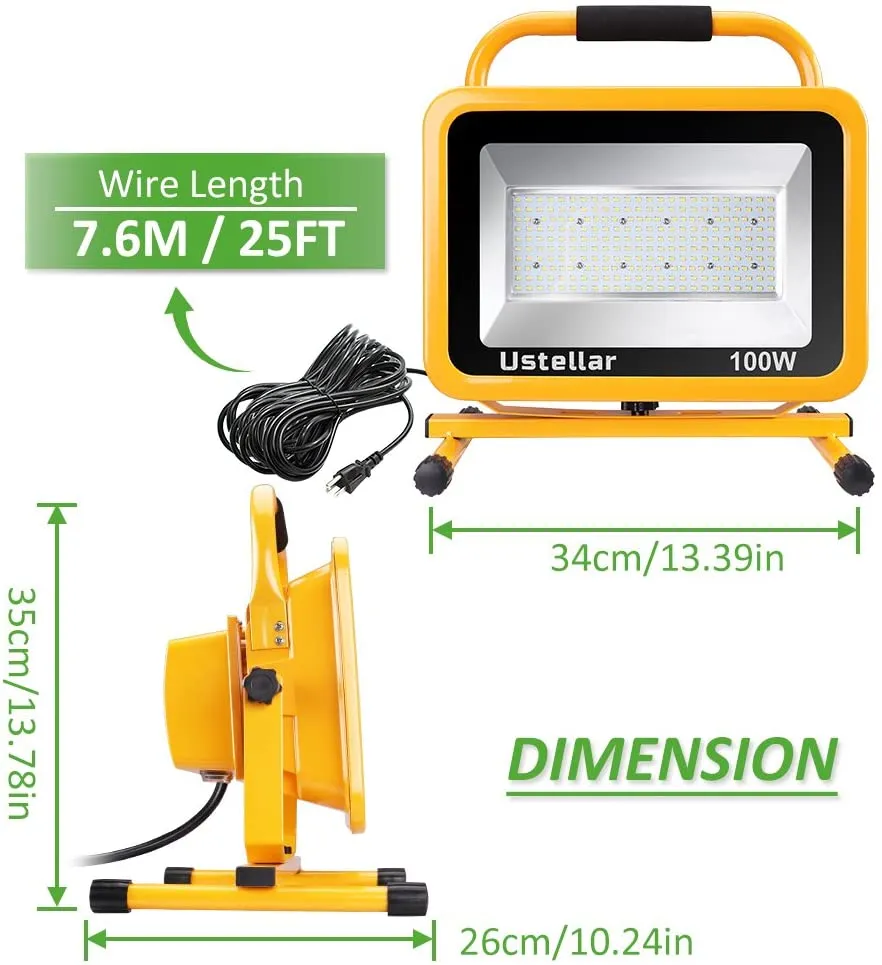 Ustellar 100W lampa de lucru LED alba daylight cablu 7,6m