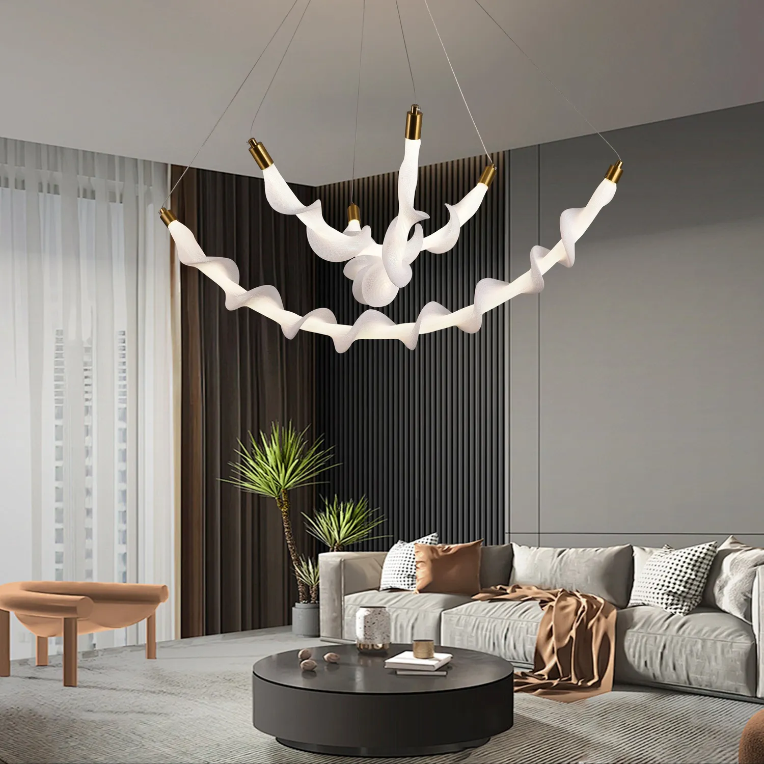 Alessandro Design UNDA lustra LED suspendata 28W alba
