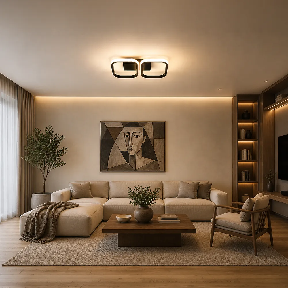 Alessandro Design Vertex lustra LED 21W neagra 2 patrate