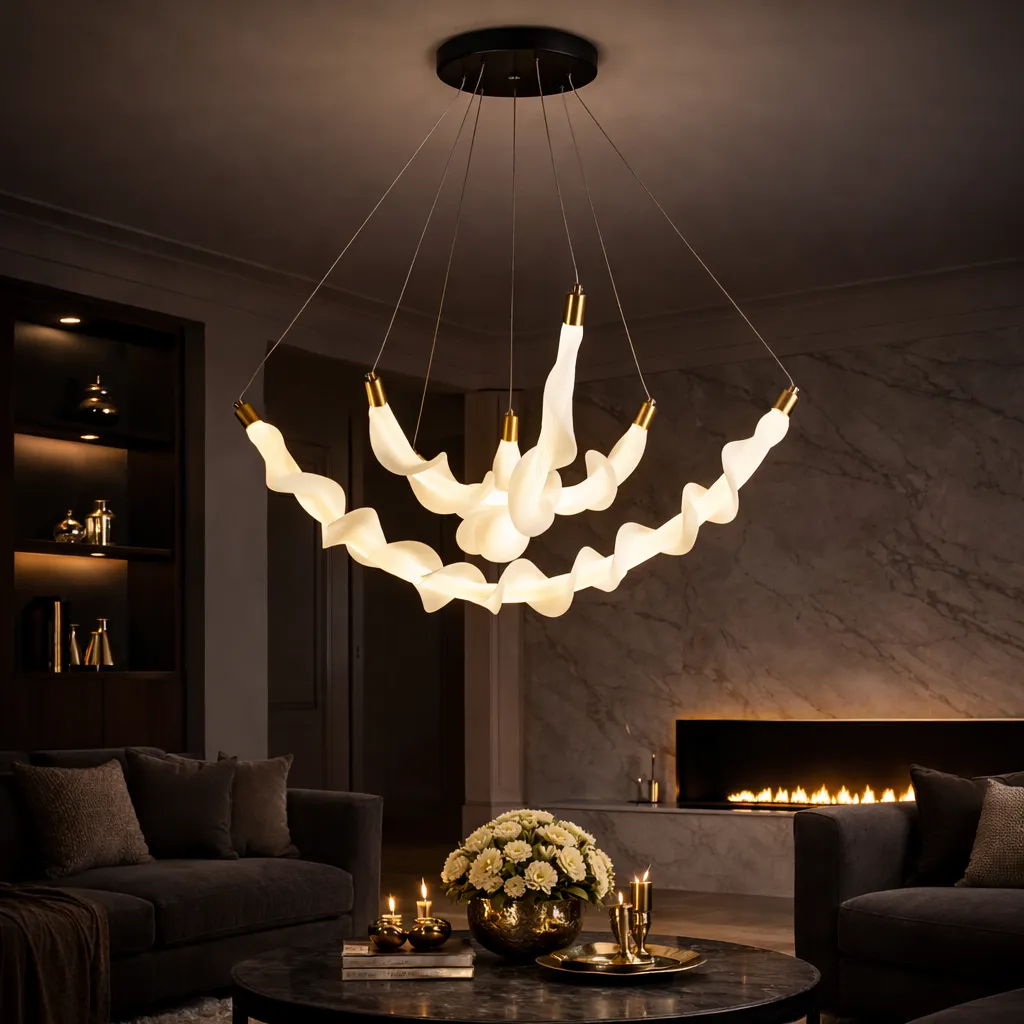 Alessandro Design UNDA lustra LED suspendata 28W alba