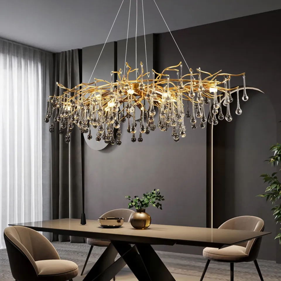 Alessandro Design Nebula Imperio candelabru cristal 10xG9 auriu 97cm