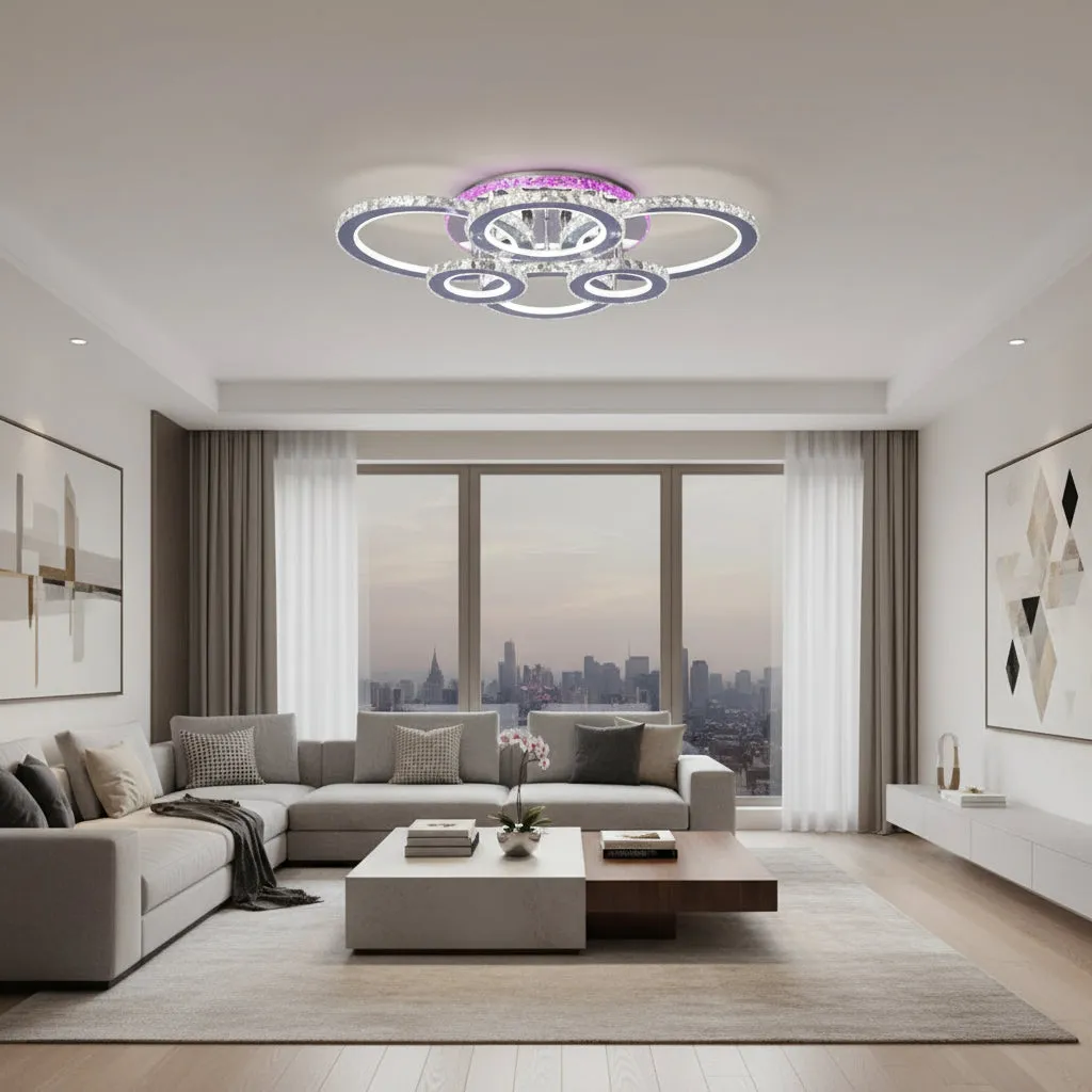 Alessandro Design Nova Rotonda lustra LED 144W crom 6 cercuri RGB