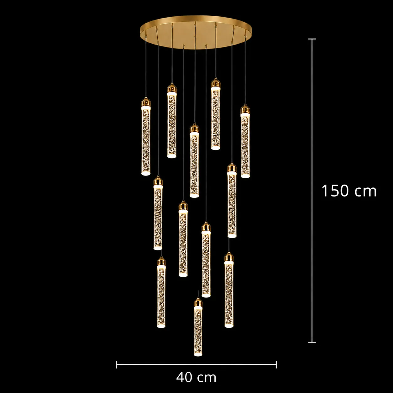 Alessandro Design Lagom candelabru cristal LED 36W 40cm auriu