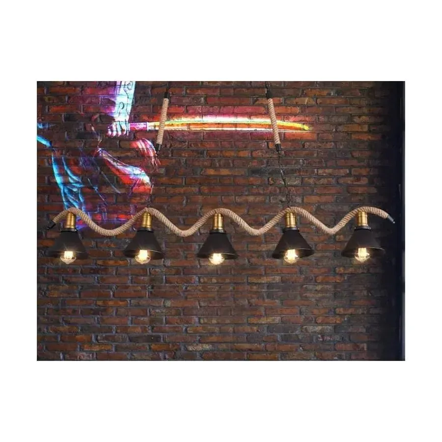 Alessandro Design Rope 5xE27 lustră vintage maro