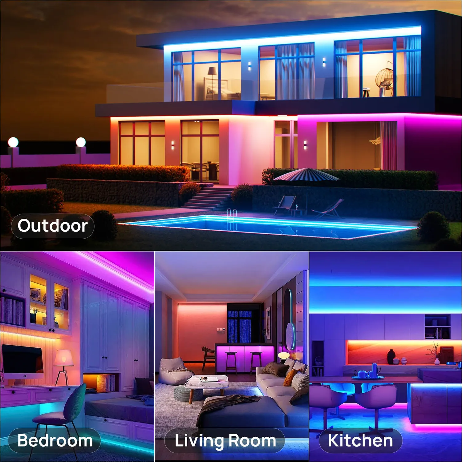 Ustellar bandă LED exterior RGB 10m schimbare culoare