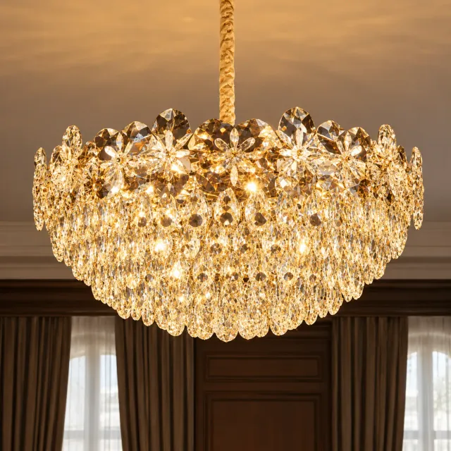 Alessandro Design Jardin Regalis 24xE14 candelabru cristal auriu