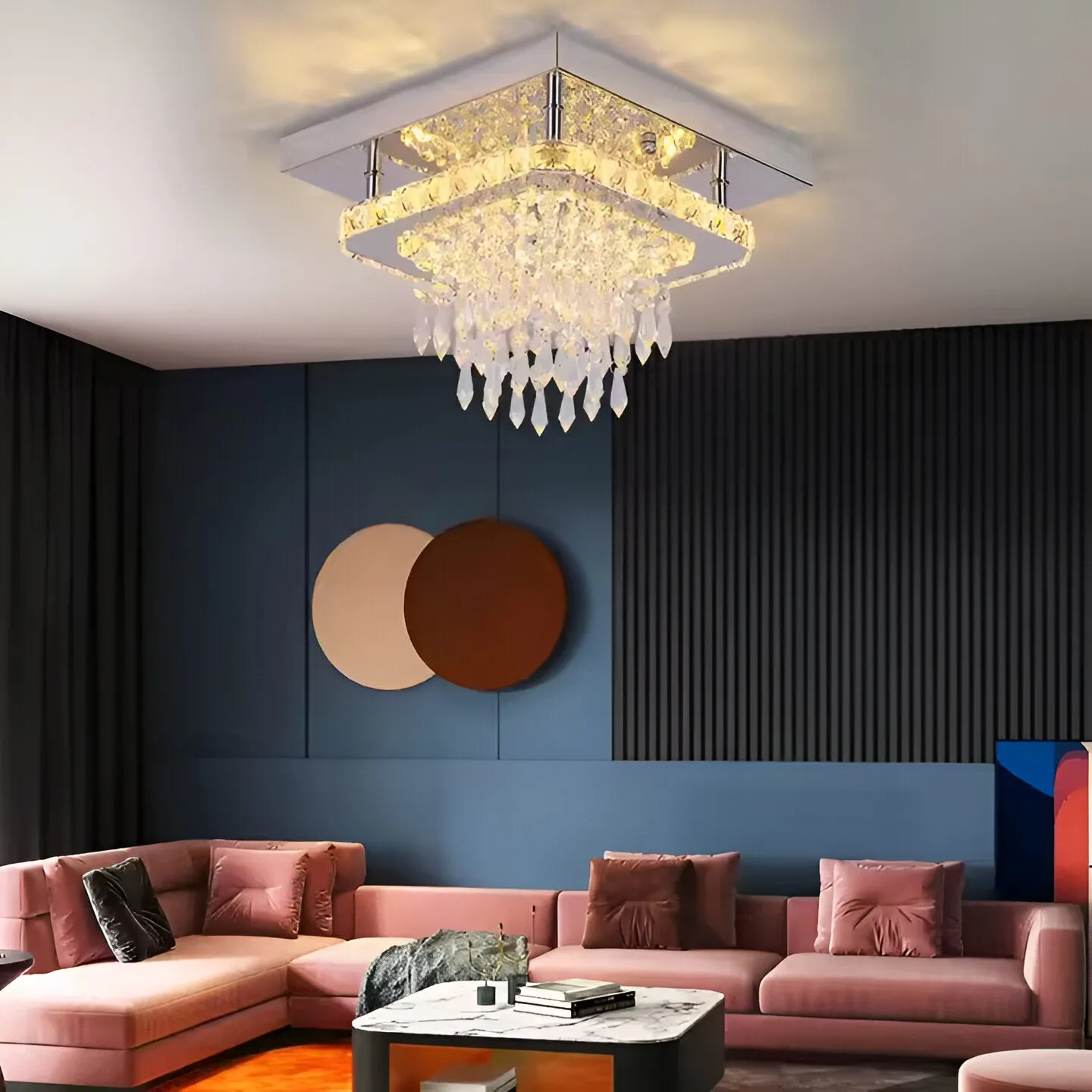 Alessandro Design Alberico 17W lustra LED patrata cristal crom