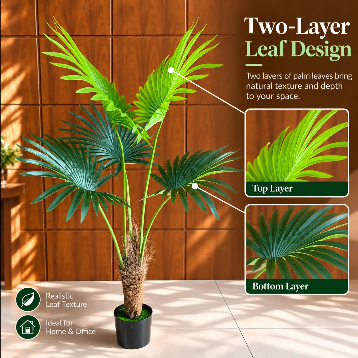 Alessandro Design Livistona planta artificiala verde 120cm 5 frunze