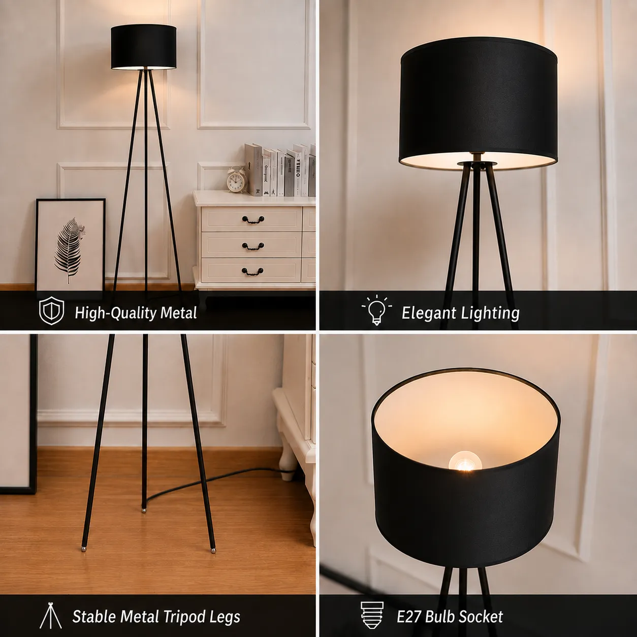 Alessandro Design RUDNY lampadar negru E27 149cm
