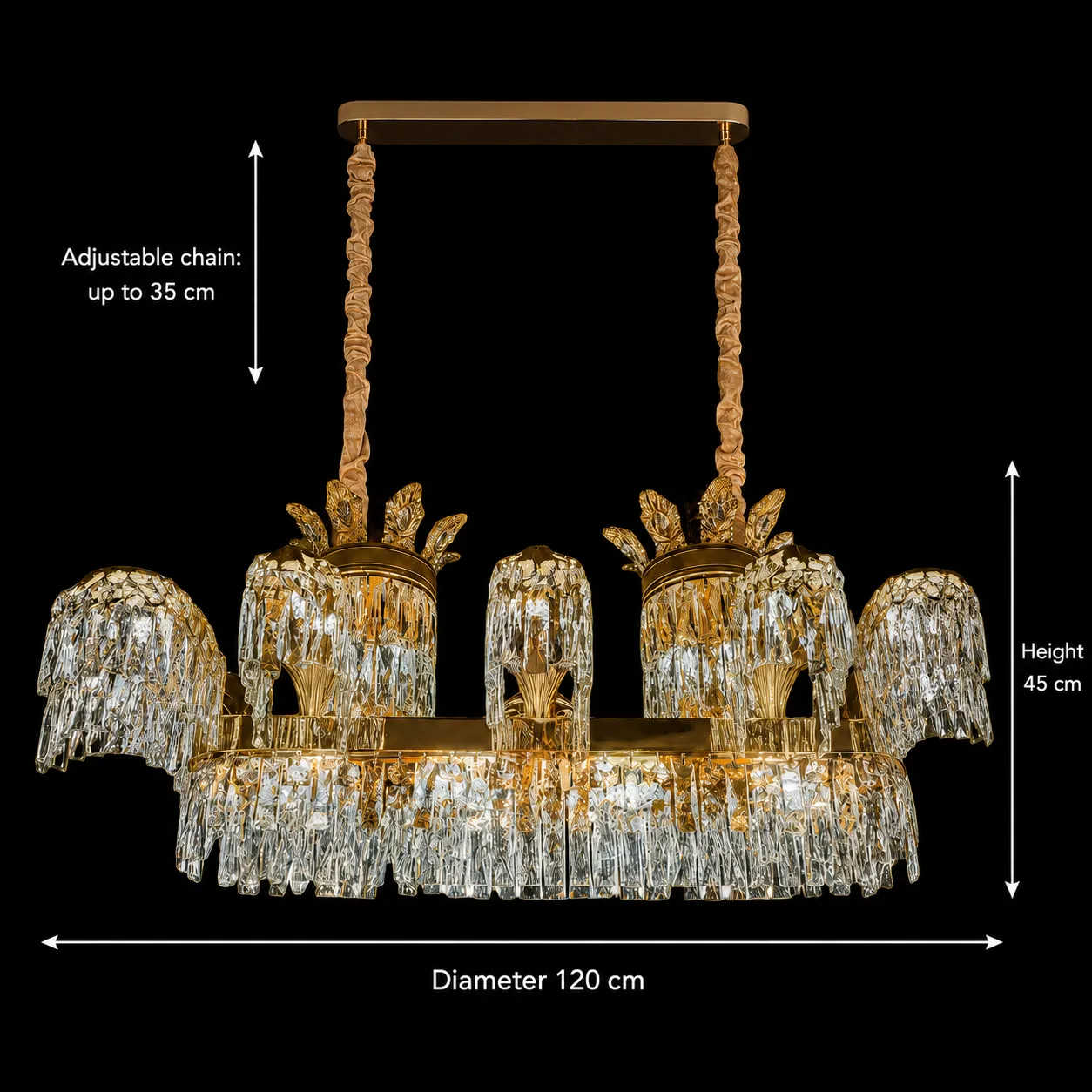 Alessandro Design PALACE Grande Candelabru Cristal 120cm Auriu