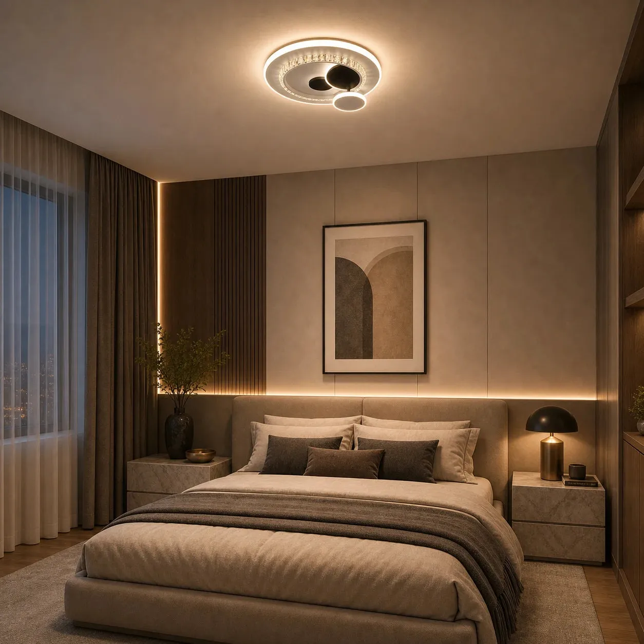 Alessandro Design Heliox lustra LED 37W 4 cercuri neagra