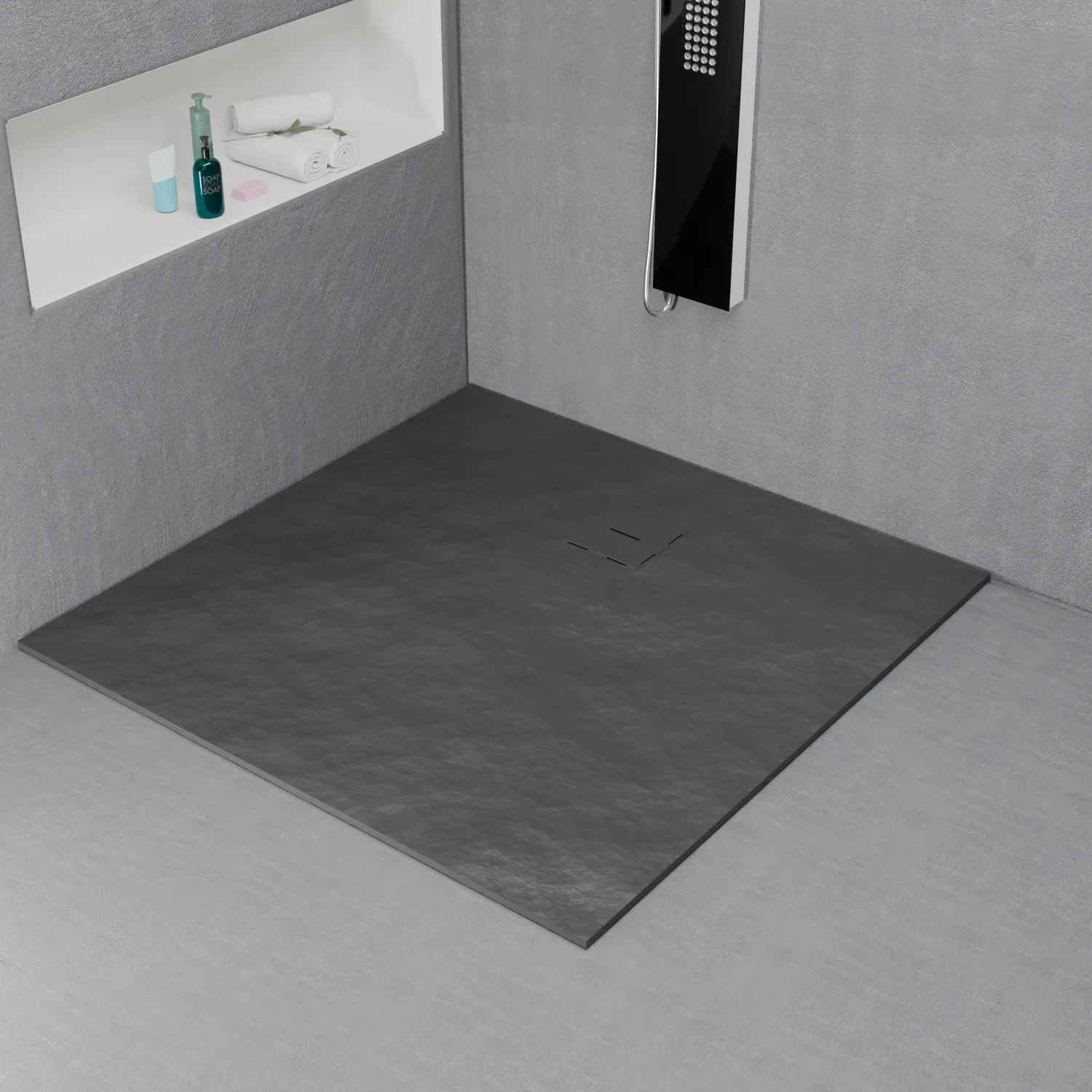 Alessandro Design cădiță duș pătrată 90x90 cm gri închis