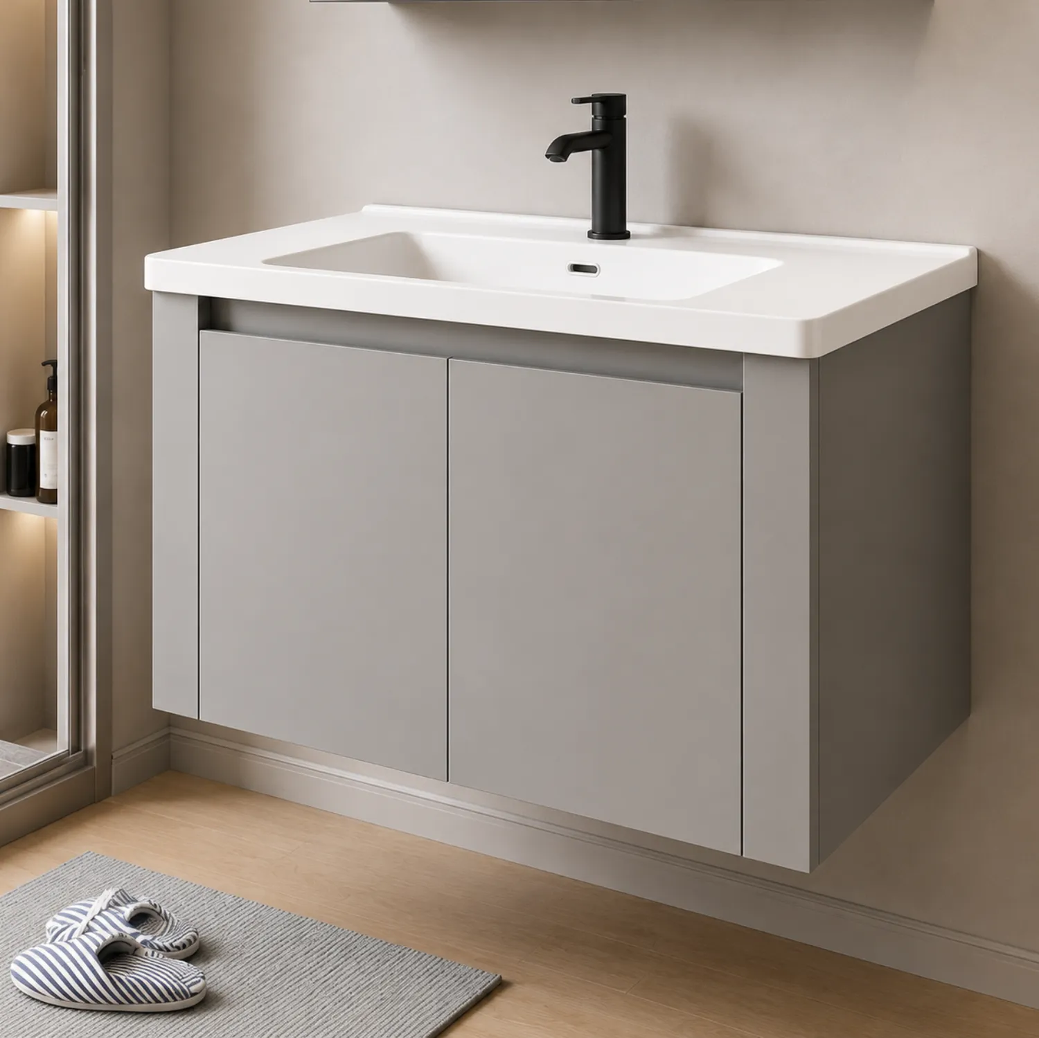Alessandro Design Tivoli set mobilier baie 80cm gri-alb oglinda LED