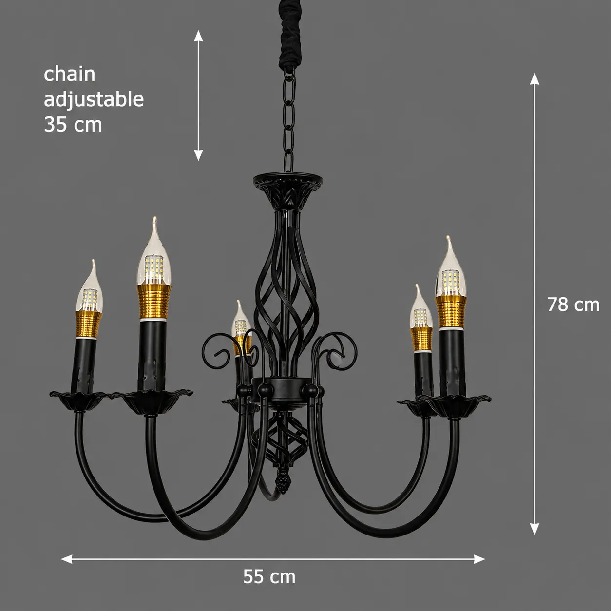 Alessandro Design ANJOUX Magno candelabru negru 5xE14 55cm
