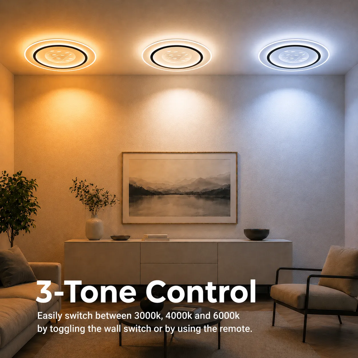 Linea lustra LED 125W Ø50cm neagra dimabila telecomanda