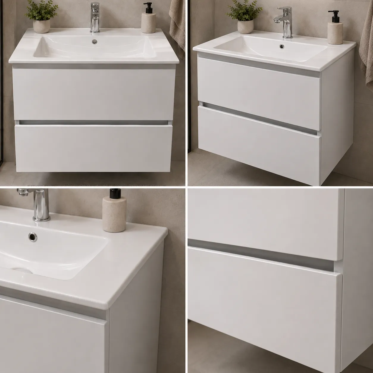 Alessandro Design Dushanbe set mobilier baie alb 2 sertare
