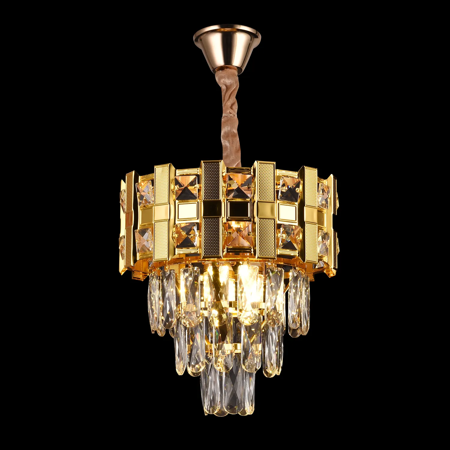 Alessandro Design BRAN Petito candelabru cristal 3xE14 auriu 30cm