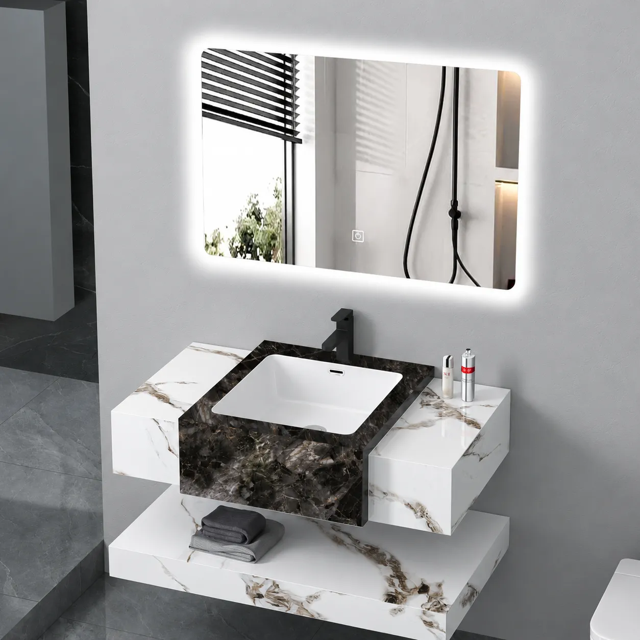 Alessandro Design VANTA set mobilier baie alb 80cm 3 piese