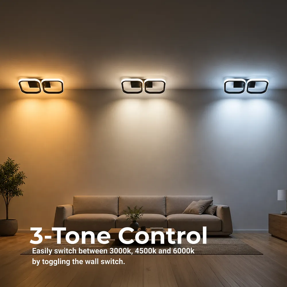 Alessandro Design Vertex lustra LED 21W neagra 2 patrate