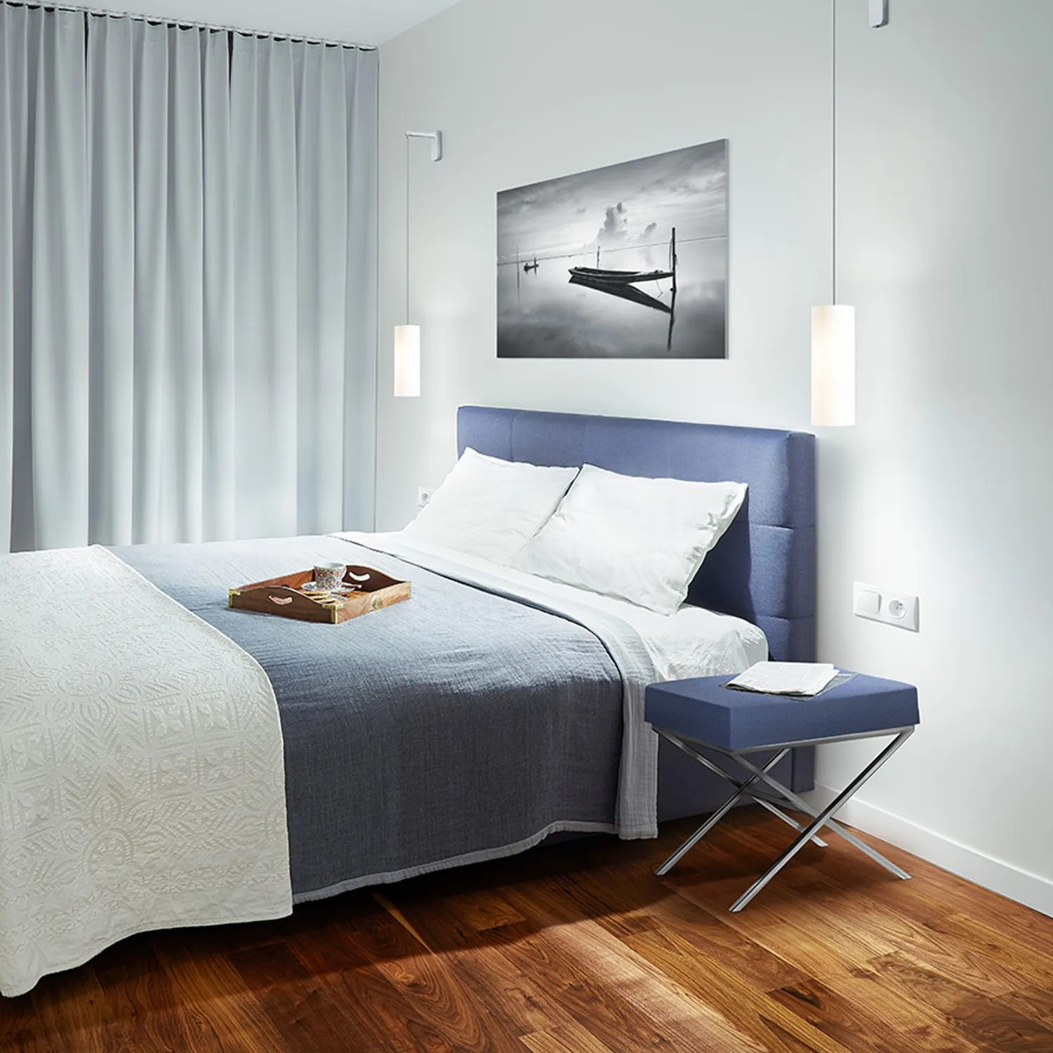 Rendl Light Studio HUDSON aplica perete alb crom textil