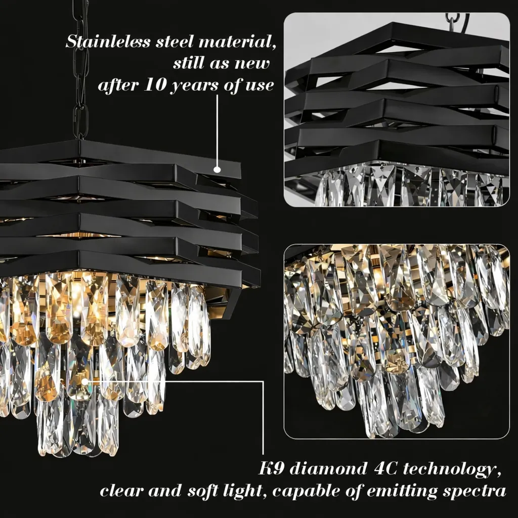 Alessandro Design HEXA lustra cristal 3xE14 neagra Ø30cm