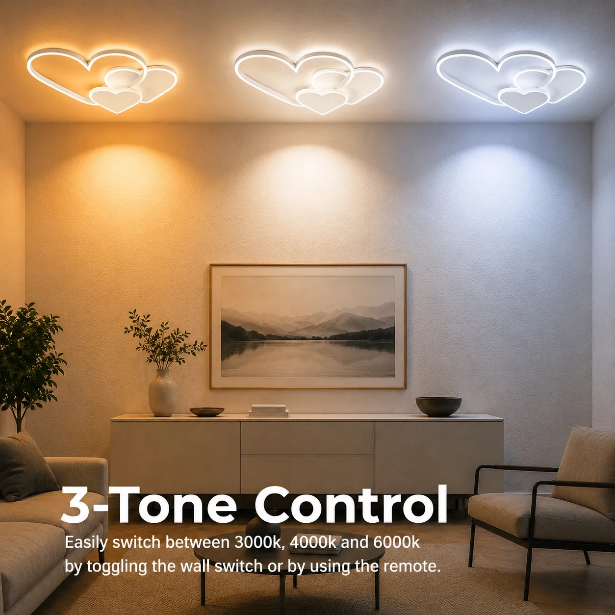 Alessandro Design Ami 48W lustra LED alba 3 inimi