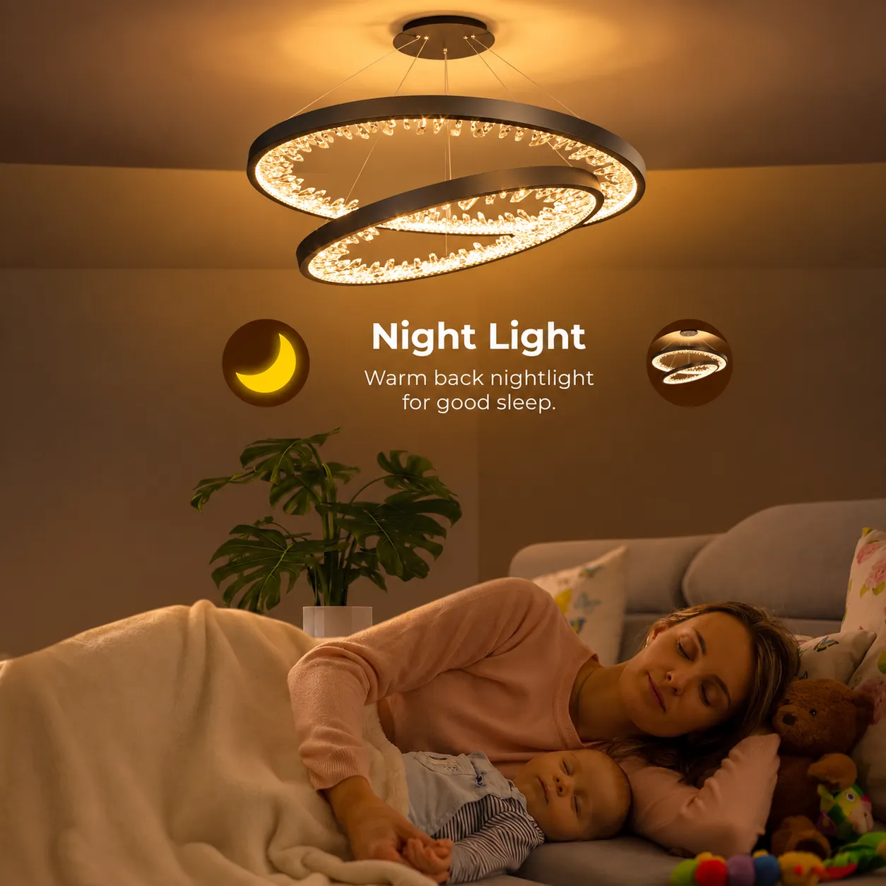 Alessandro Design lustra LED suspendata 2 cercuri neagra 60cm