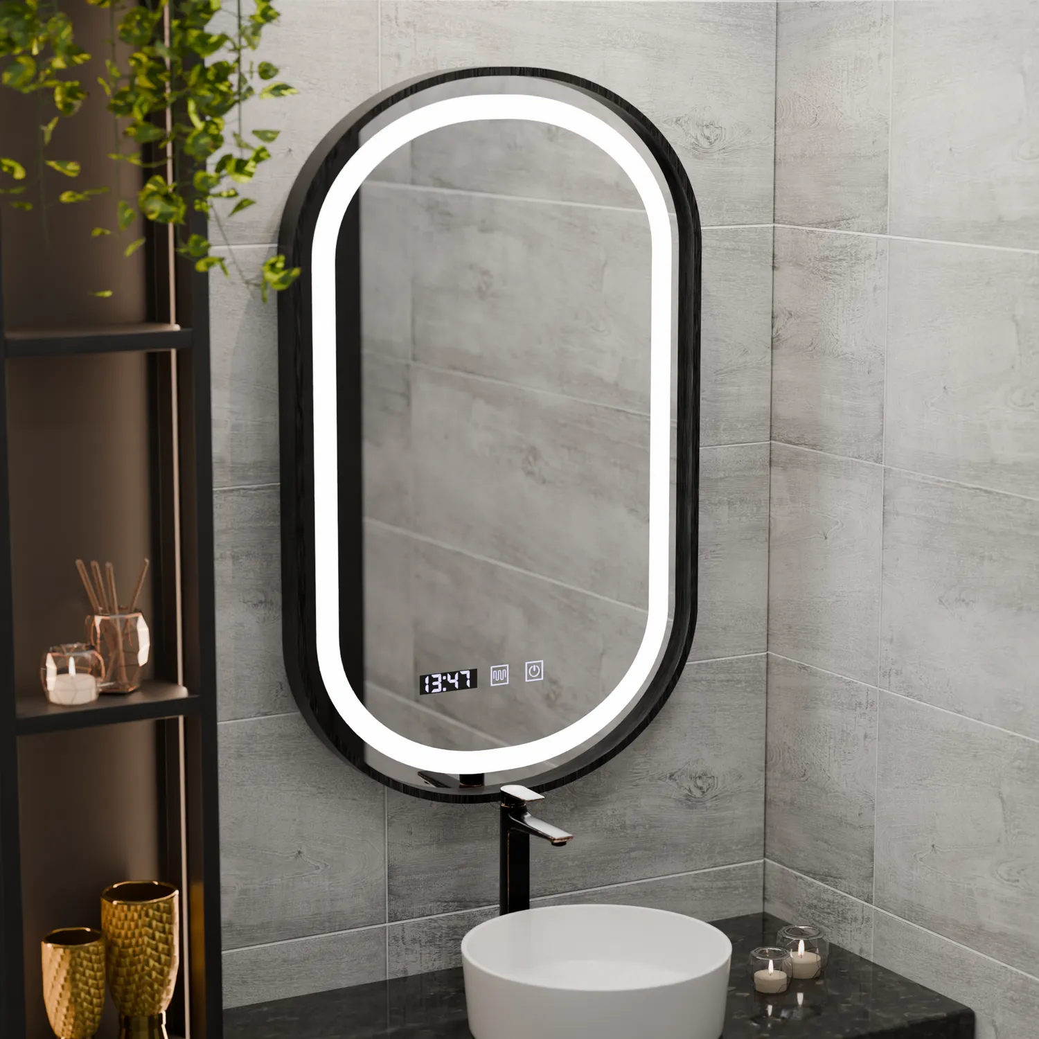 Alessandro Design Helmut oglindă LED 50x90cm neagră tactilă