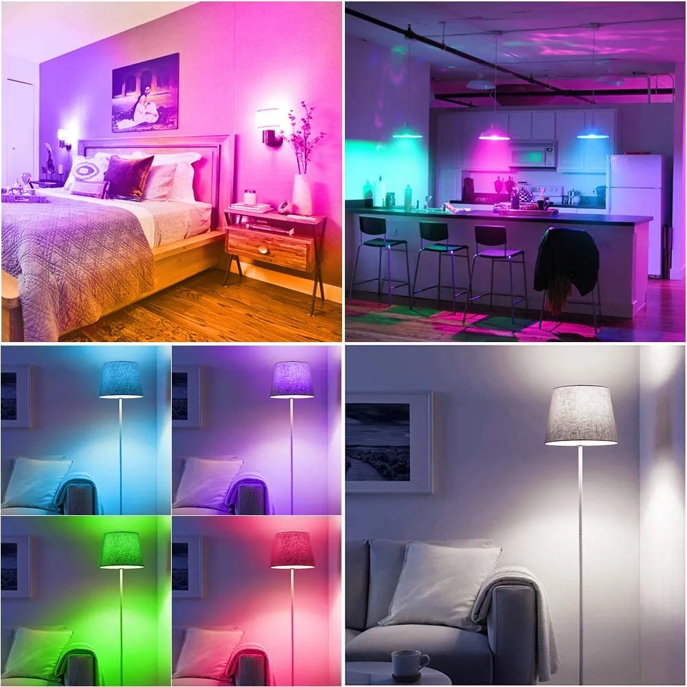 Ustellar 9W bec LED RGBW E26 3000K 2 bucati colorat