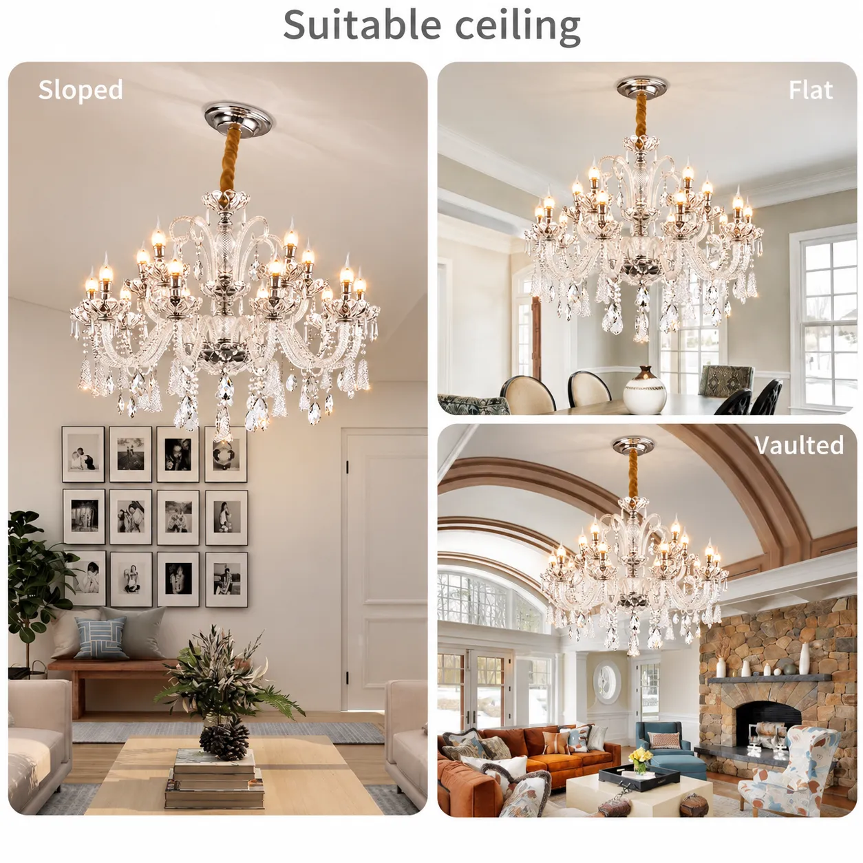 Alessandro Design candelabru cristal argintiu 15xE14 D95cm