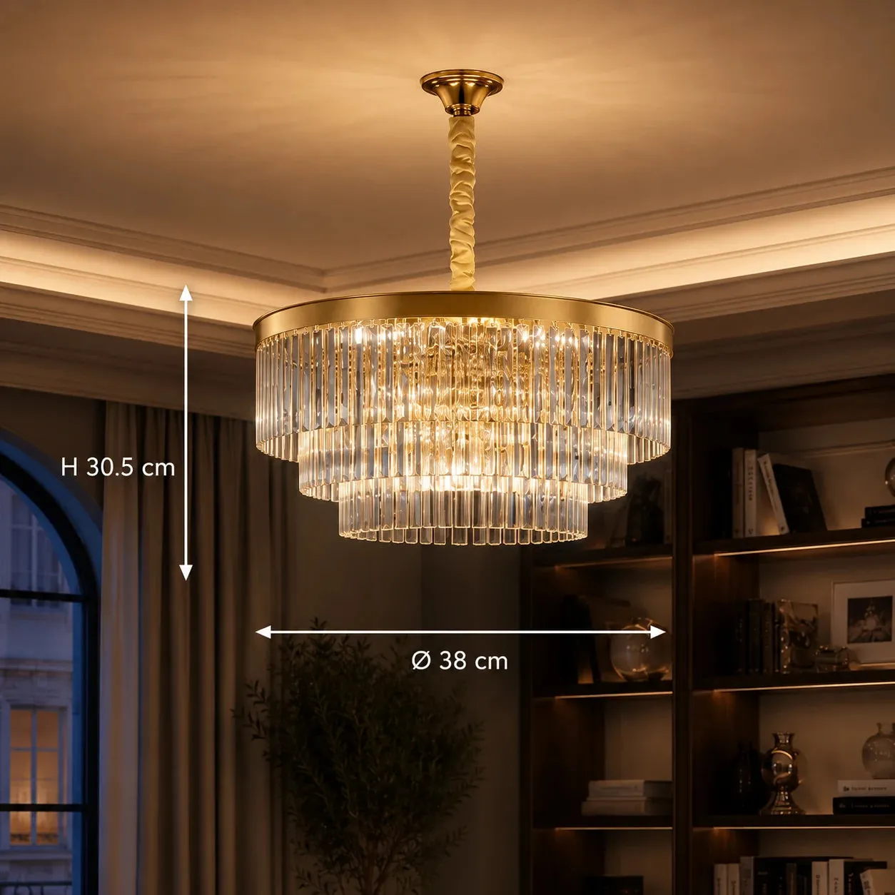 Alessandro Design CHAMBORD Nobile candelabru cristal auriu mat