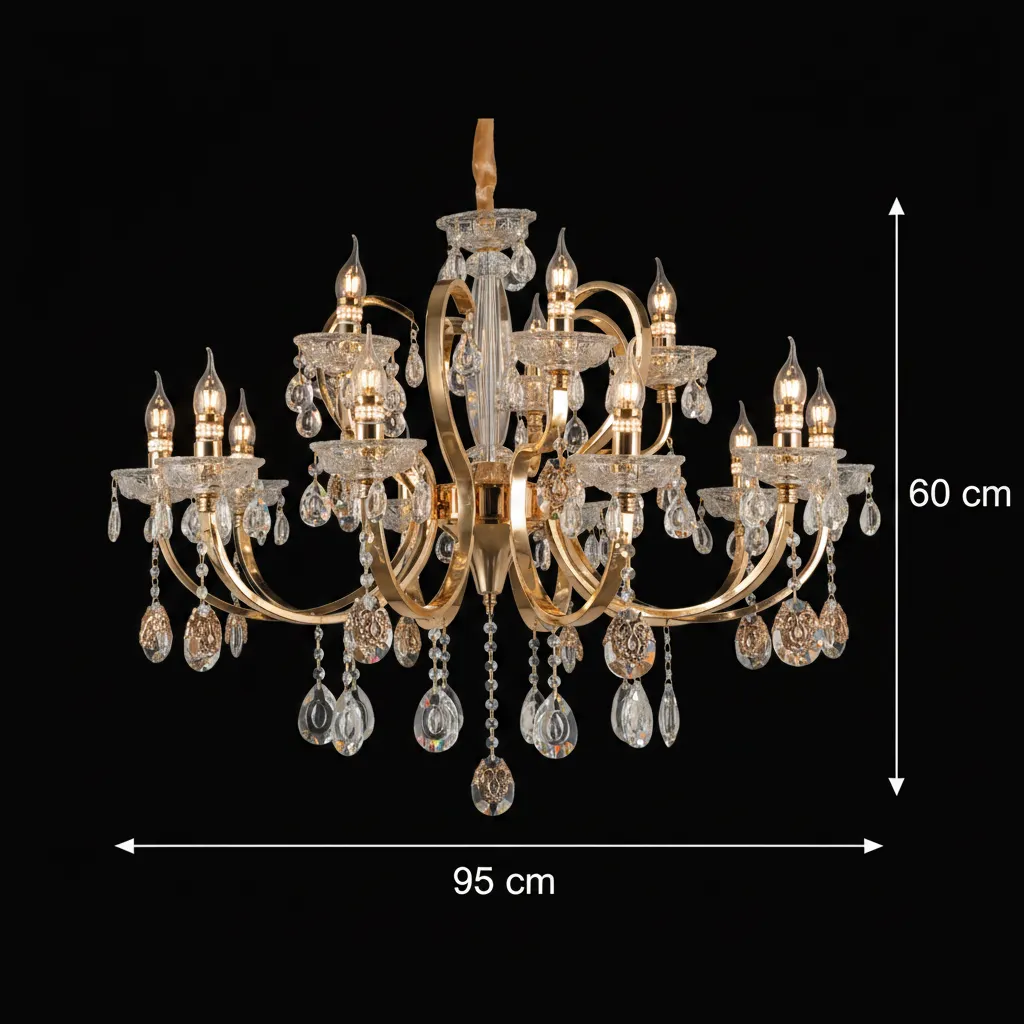 Alessandro Design PSE Supremo candelabru cristal auriu 15xE14 D95cm