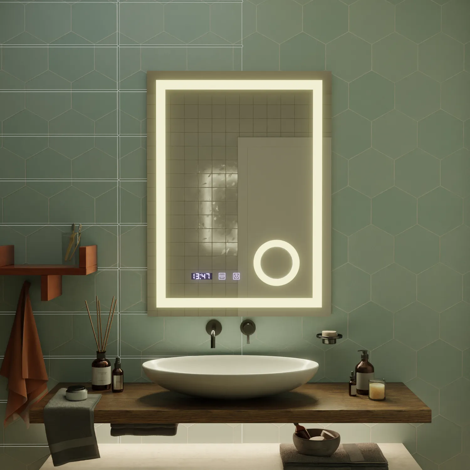 Alessandro Design NIVERA oglinda LED 60x80cm ceas dezaburire