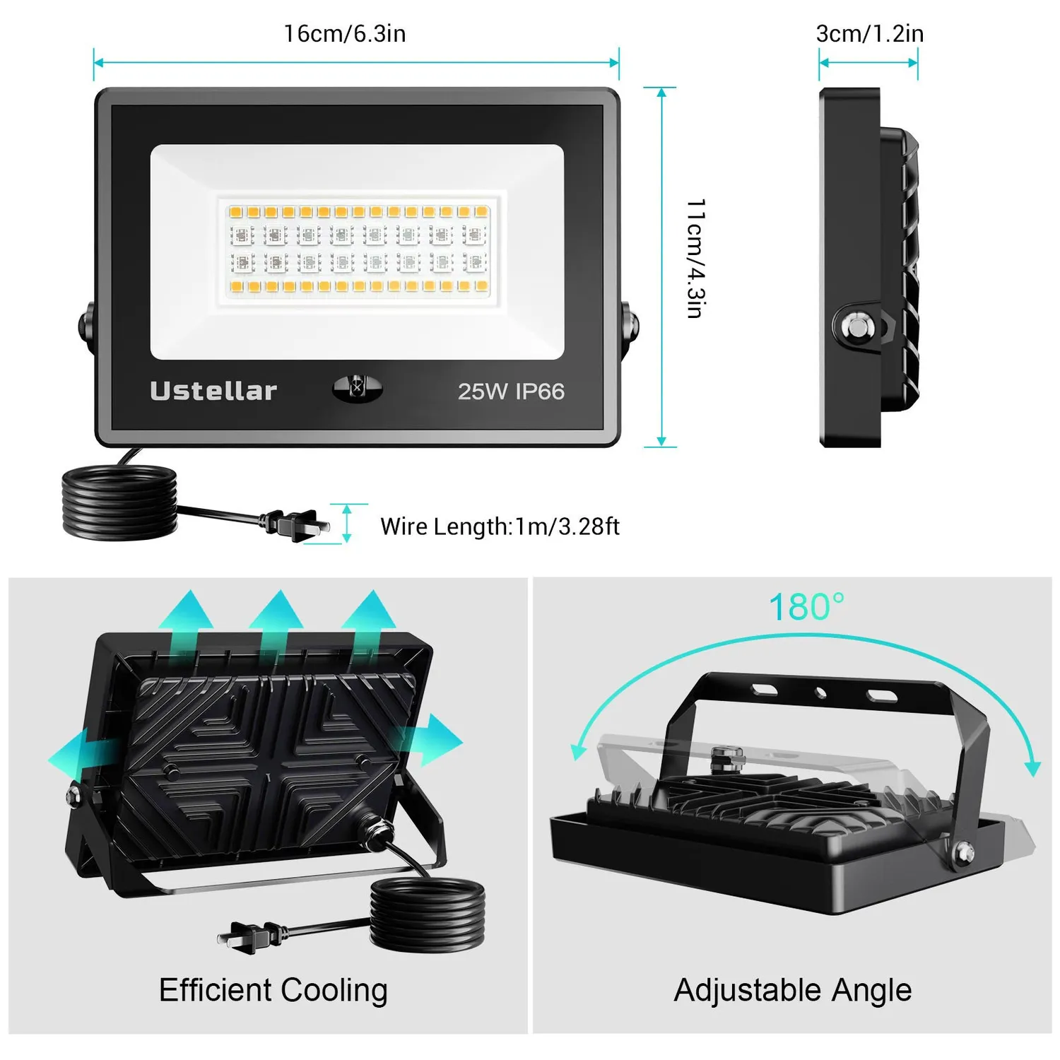 Ustellar 25W proiector LED RGBW colorat 1 buc scena