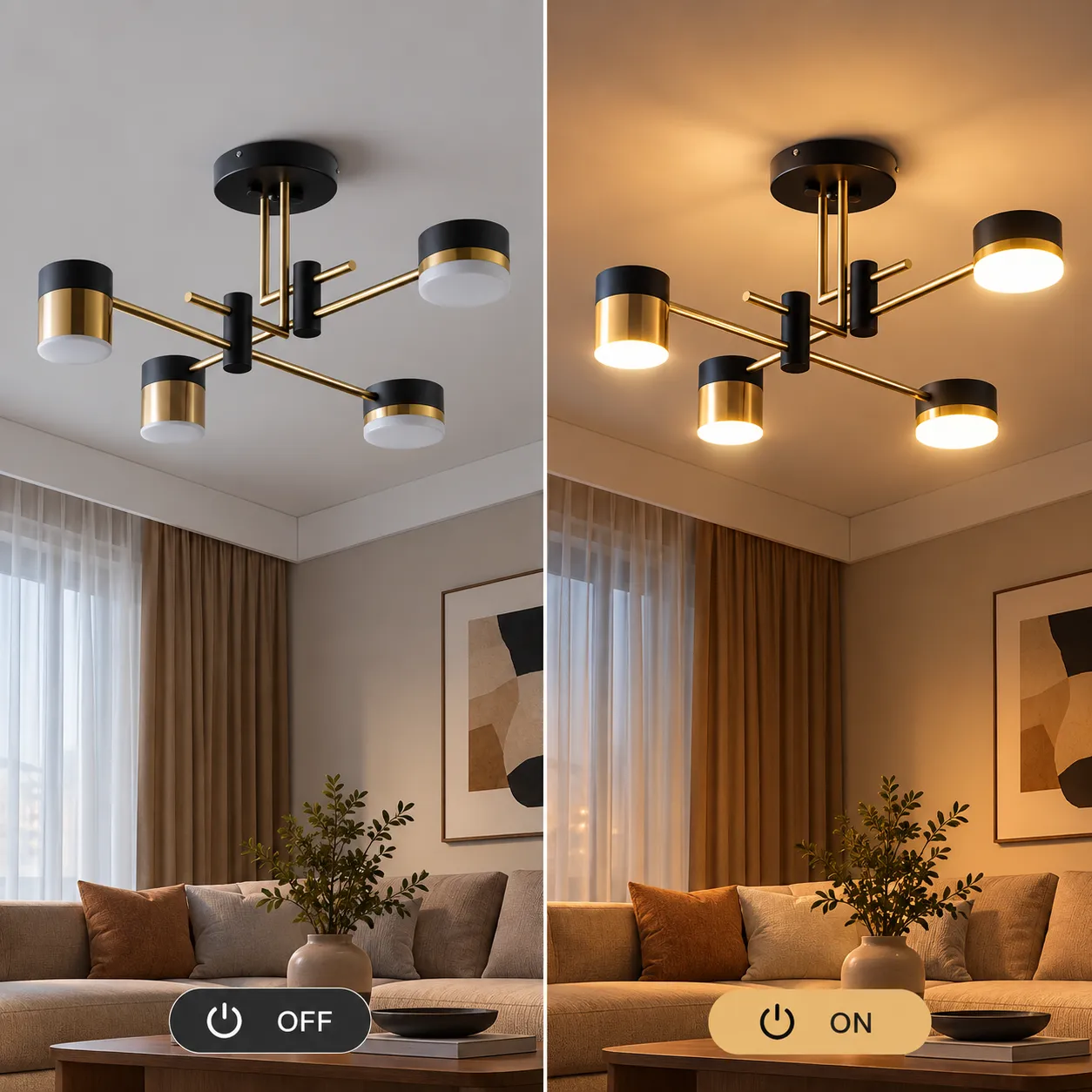 Alessandro Design Palius lustra LED neagra 4 brate 17W