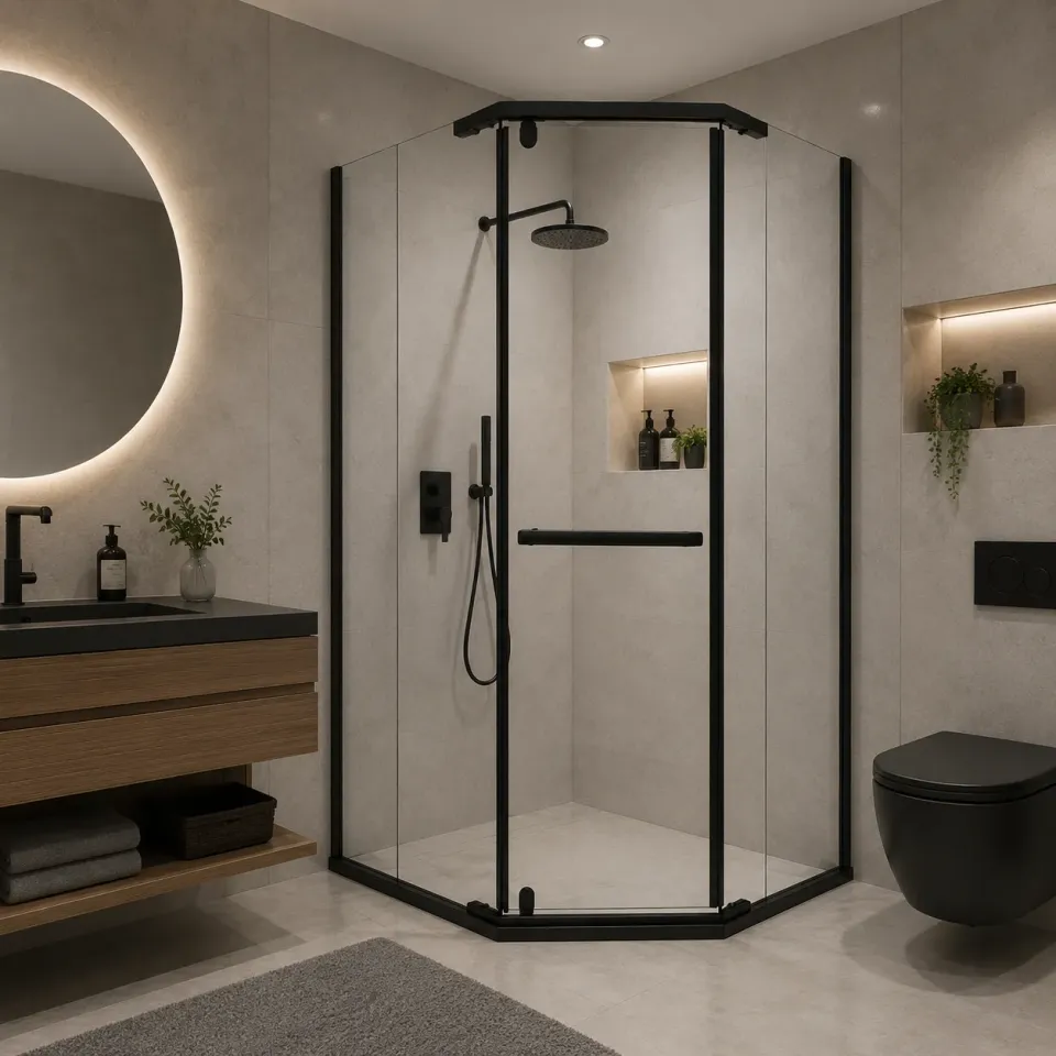Alessandro Design Walk-In 90x90x190 paravan dus sticla negru