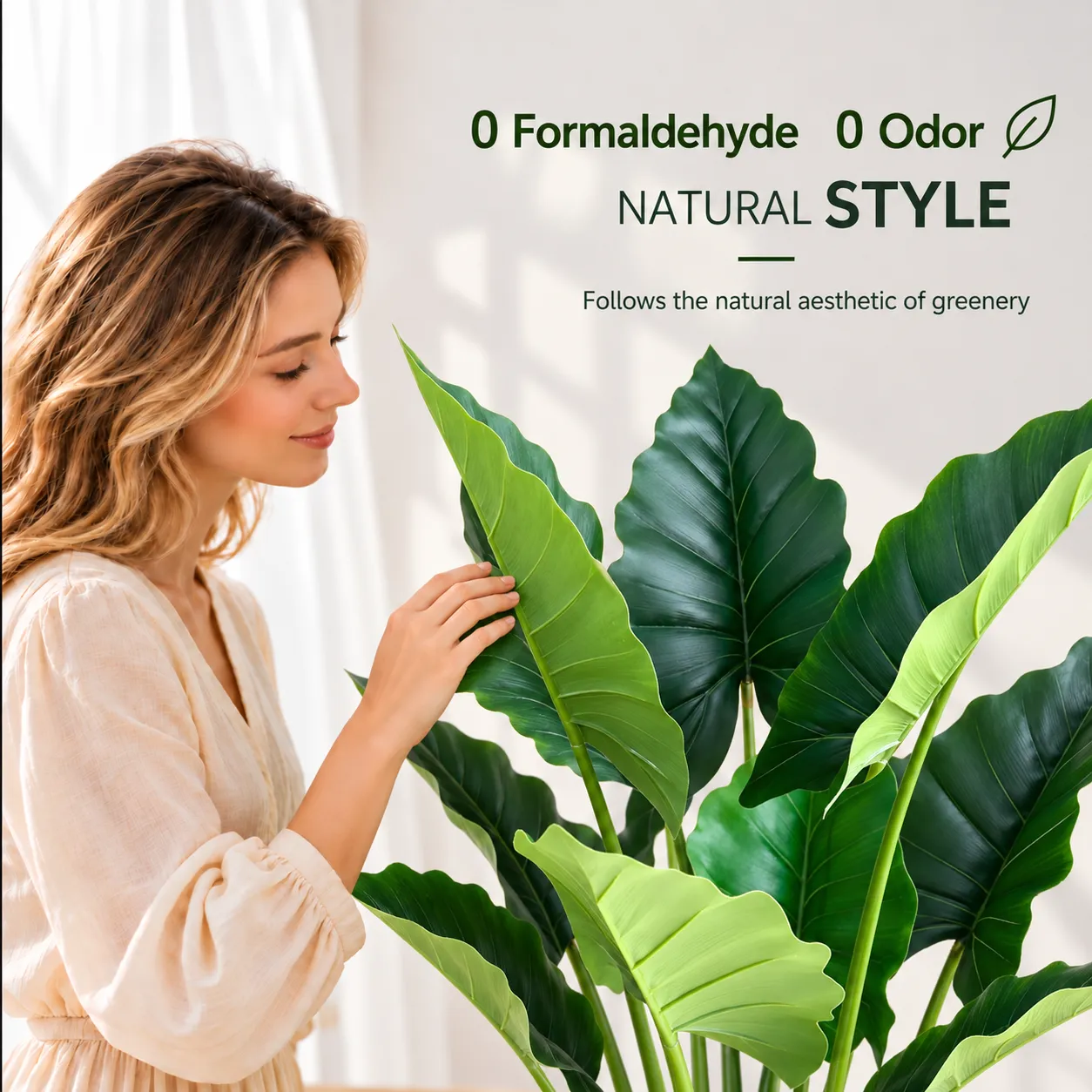 Alessandro Design Alocasia planta artificiala 150cm verde 12 frunze