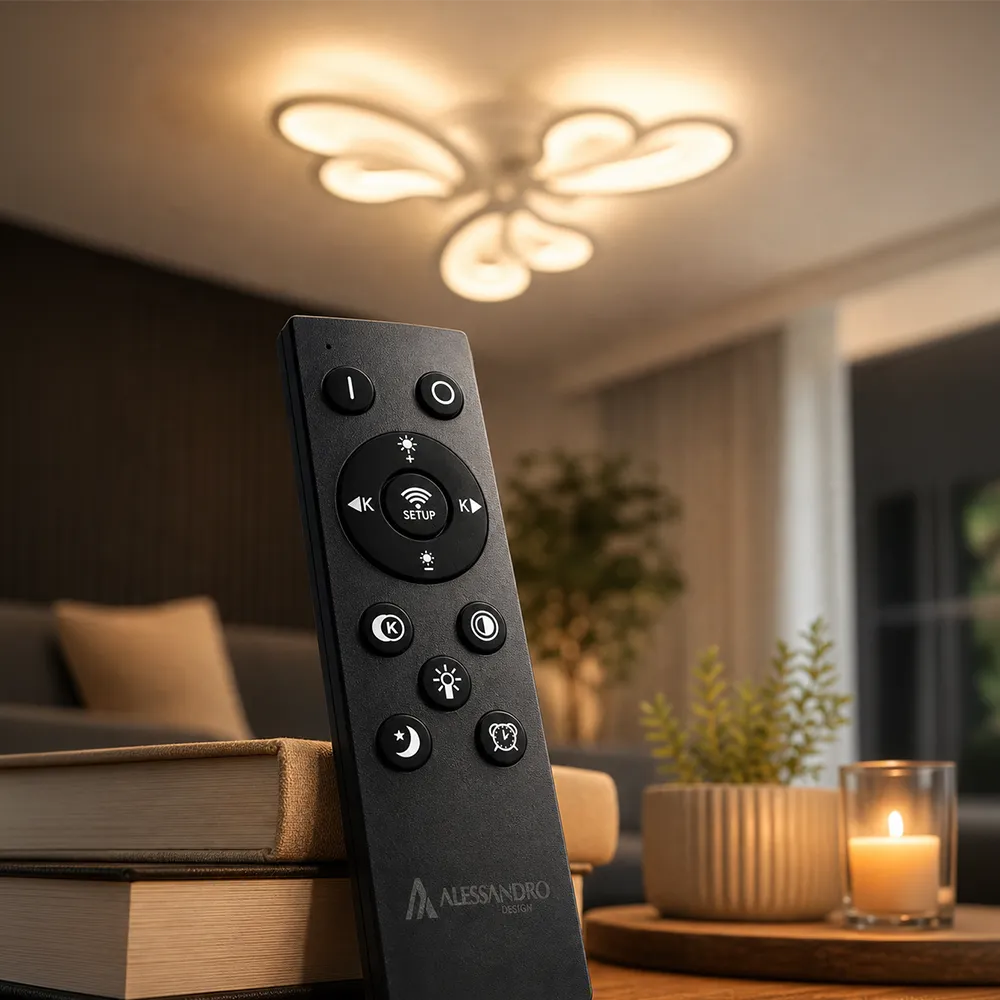Alessandro Design Blossom lustra LED 40W alba cu telecomanda