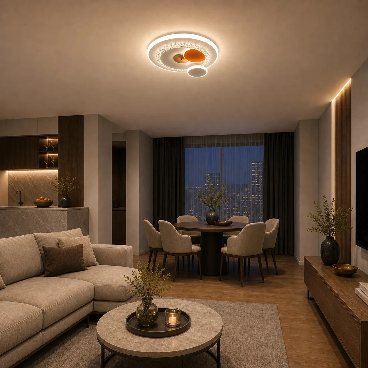 Alessandro Design HelioX lustra LED 40W alba 4 cercuri