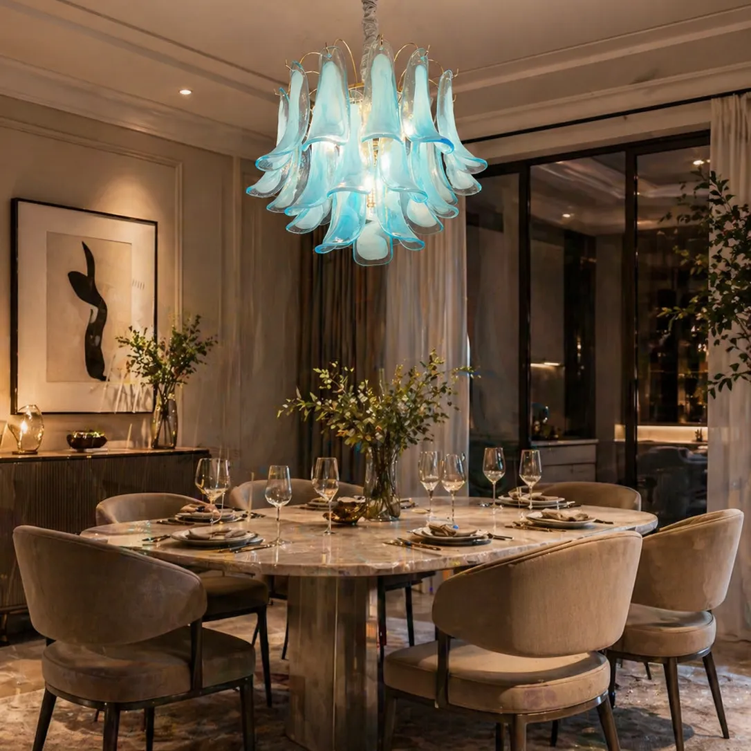 Alessandro Design MURANO Eleganza 4xE14 candelabru albastru D50cm